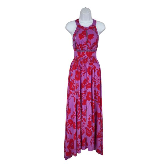 Anthropologie Abel The Label Charlotte Floral Halter Neck Maxi Dress Size Small - Picture 1 of 6